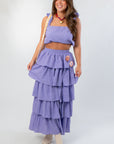 Amara Purple Ruffle Maxi Skirt Set