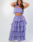 Amara Purple Ruffle Maxi Skirt Set