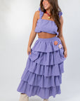 Amara Purple Ruffle Maxi Skirt Set