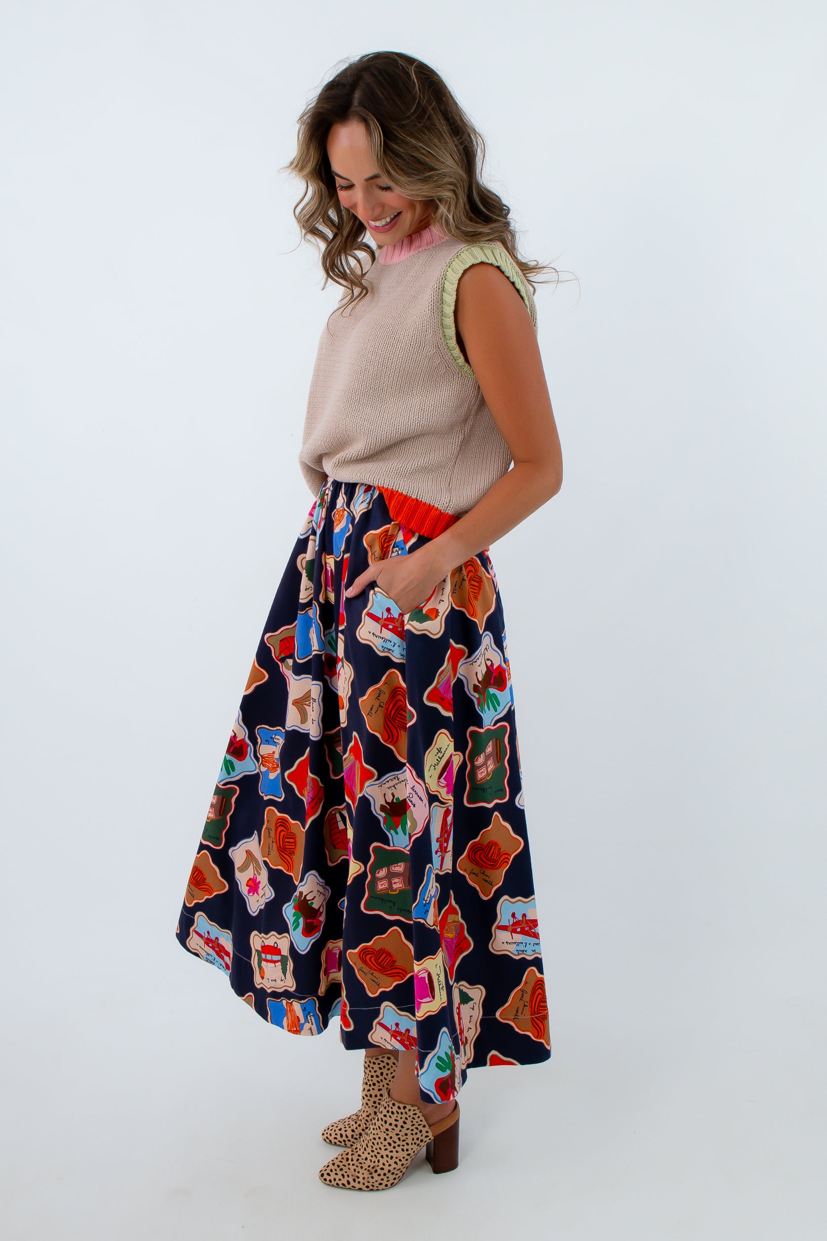 Stylish maxi skirt with functional side pockets, statement maxi skirt with side pockets