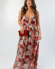 Fall Florals Deep V Maxi Dress