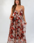 Fall Florals Deep V Maxi Dress