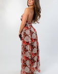 Fall Florals Deep V Maxi Dress