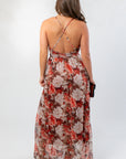 Fall Florals Deep V Maxi Dress