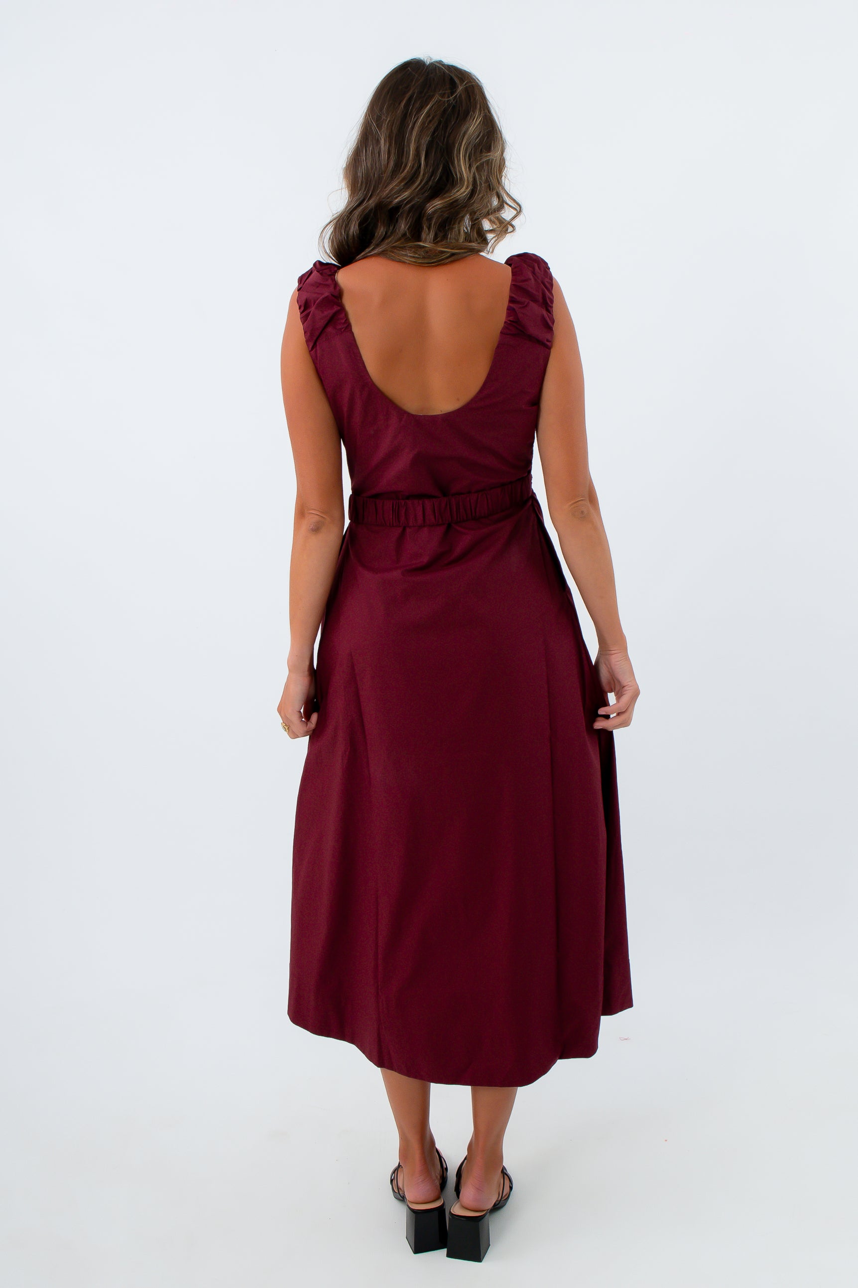 MinkPink Wine Lola Wrap Midi Dress – Elegant Burgundy Wrap Dress – L. Mae Boutique