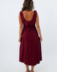 Burgundy wrap dress, wine wrap dress, garnet wrap dress, midi wrap dress