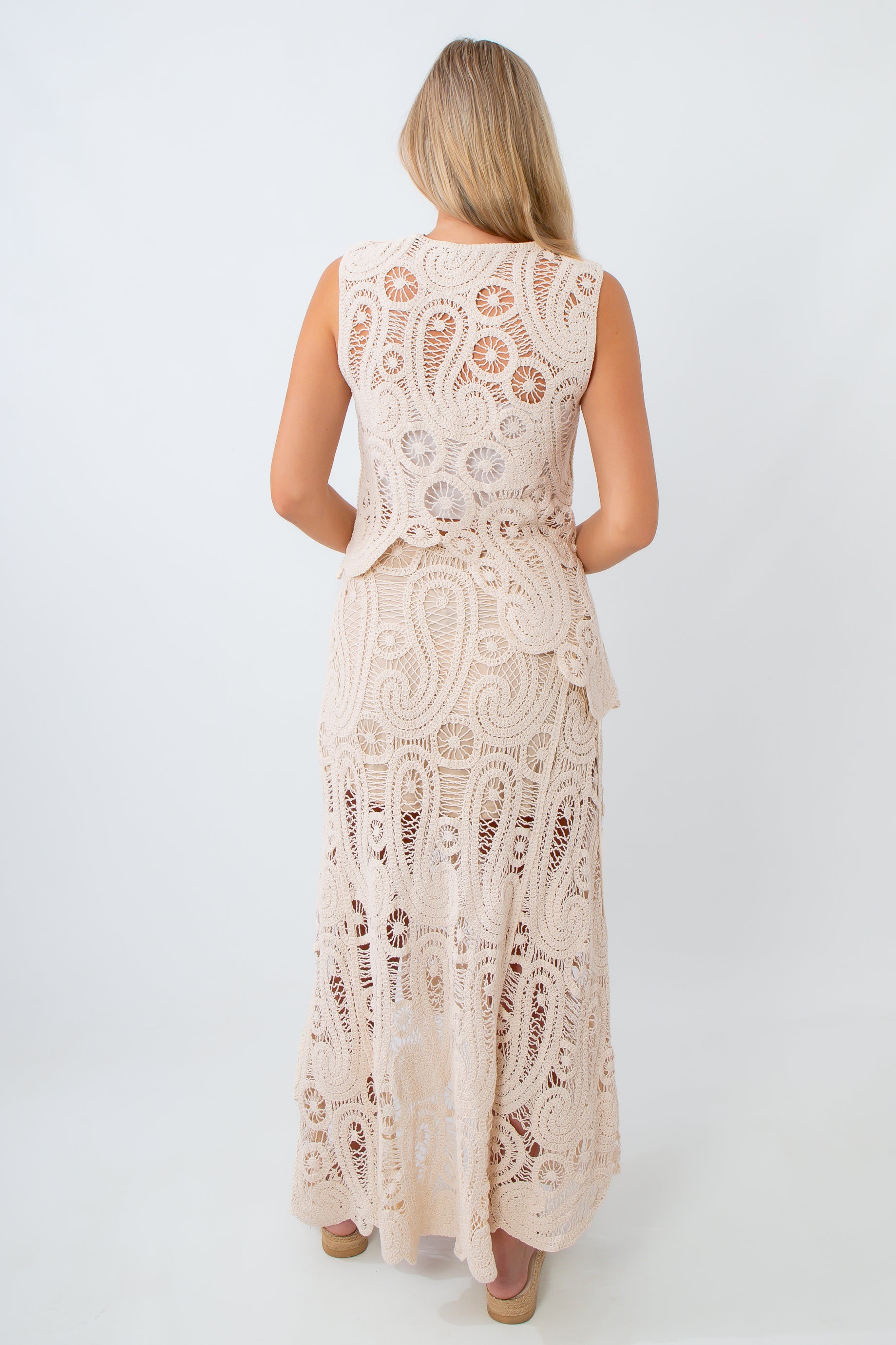 Calypso Cream Asymmetrical Crochet Set