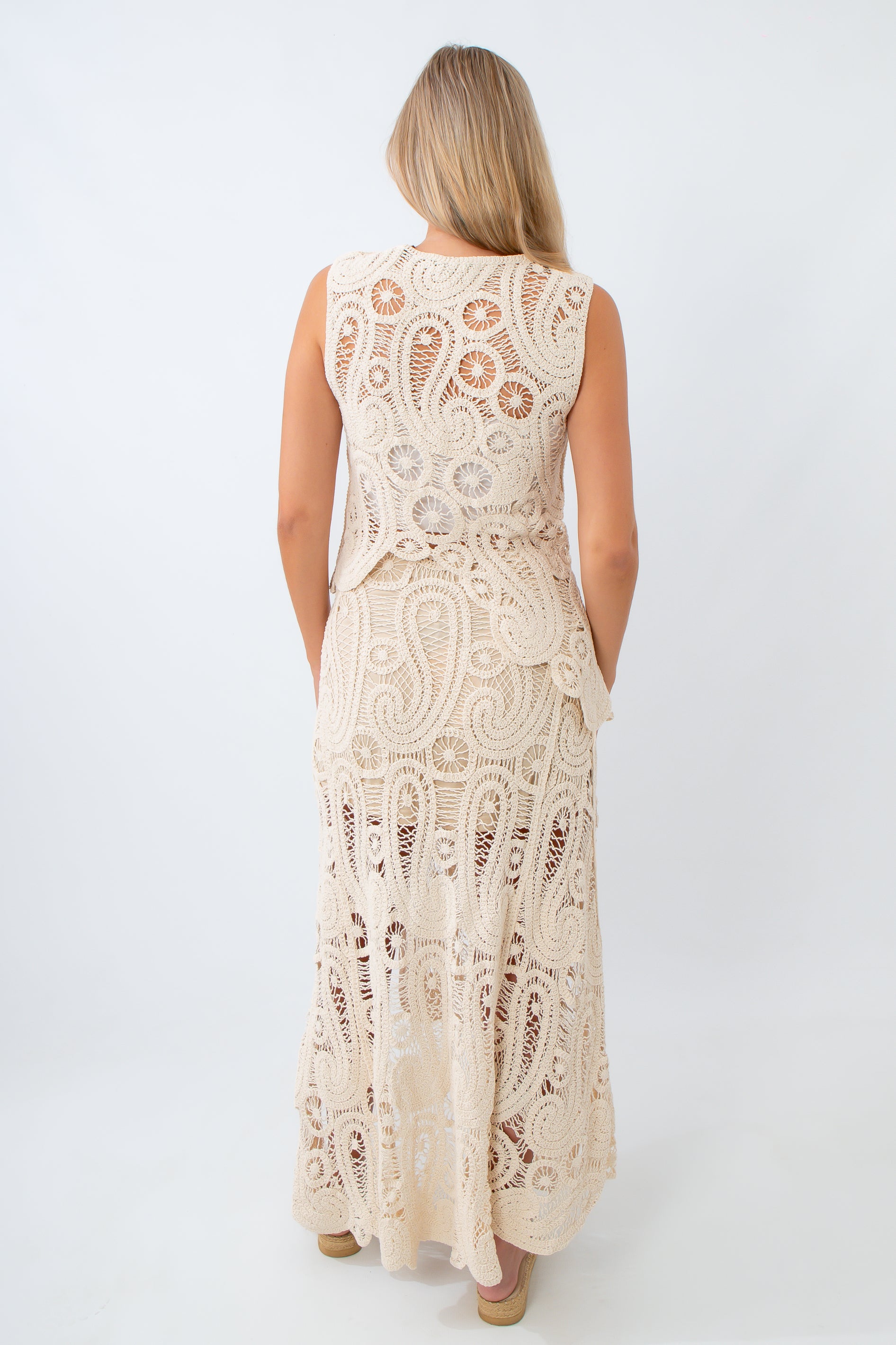 Calypso Cream Asymmetrical Crochet Set