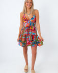 colorful seashell and palm tree printed mini dress perfect for summer vacation