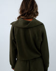 Stylish half zip pullover for fall and winter, forest green half zip for full, Spanx forest green pullover, Spanx airessentials
