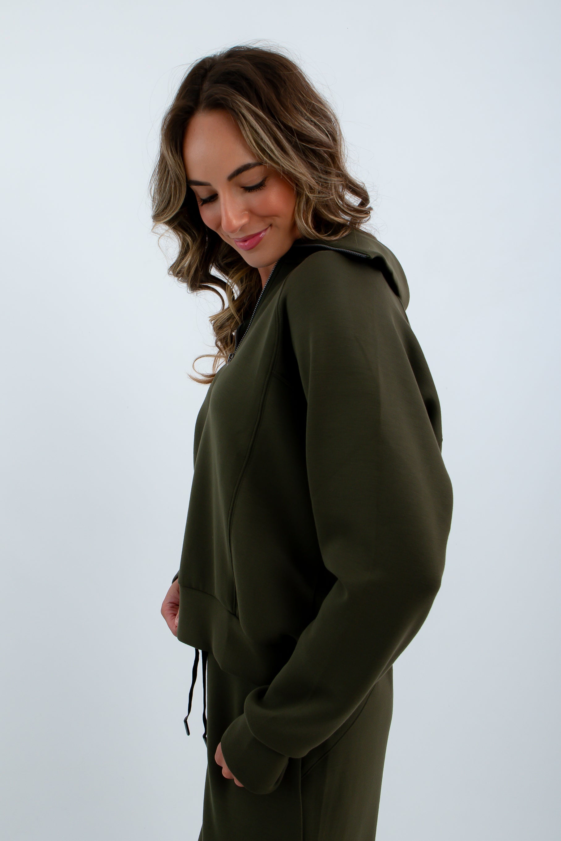 Super soft fall loungewear half zip for women, fall pullovers, fall half zip, Spanx air essentials half zip, forest green pullover