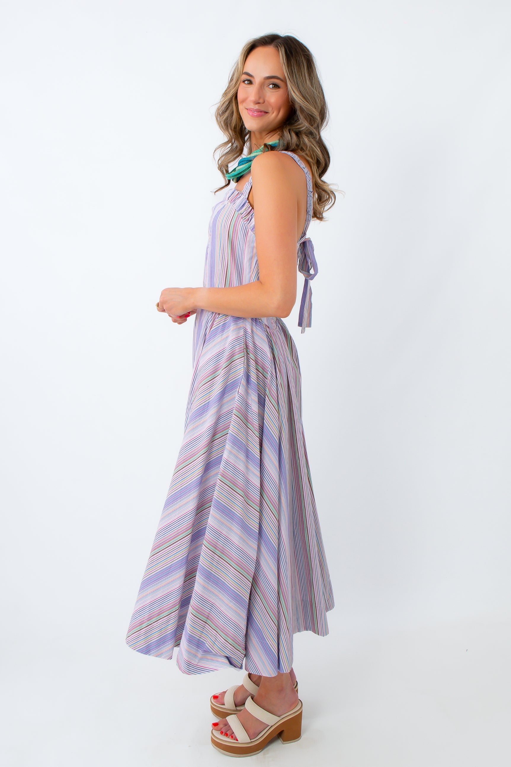 square neck stripe dress
