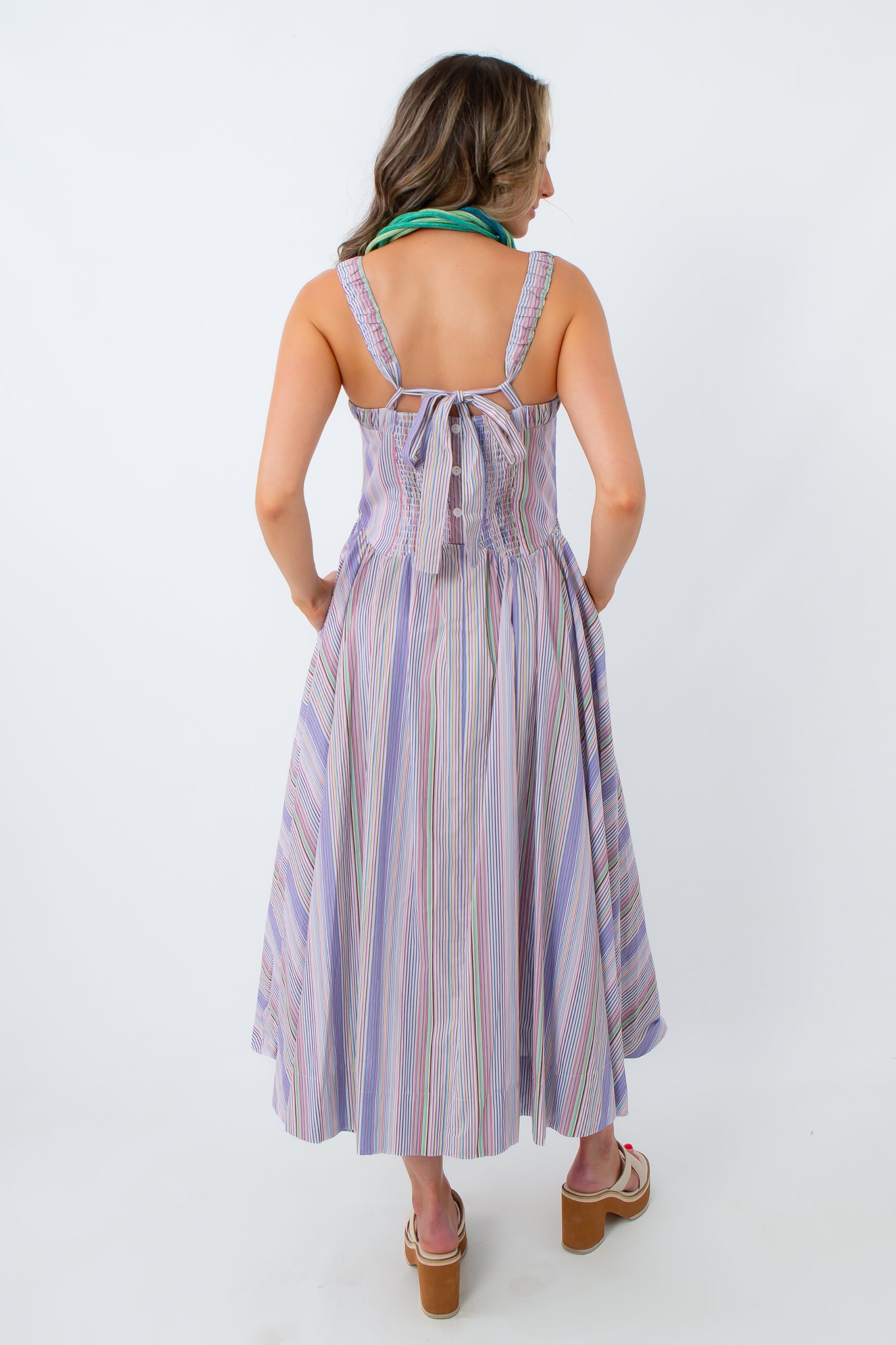 Lowcountry Stripe Square Neck Midi Dress