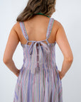 adjustable tie-back details on the Lowcountry Stripe Square Neck Midi Dress