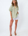 Farmer's Market Stroll Sage Gingham Blouse