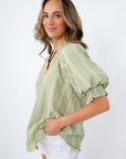 Farmer's Market Stroll Sage Gingham Blouse