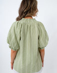 Farmer's Market Stroll Sage Gingham Blouse
