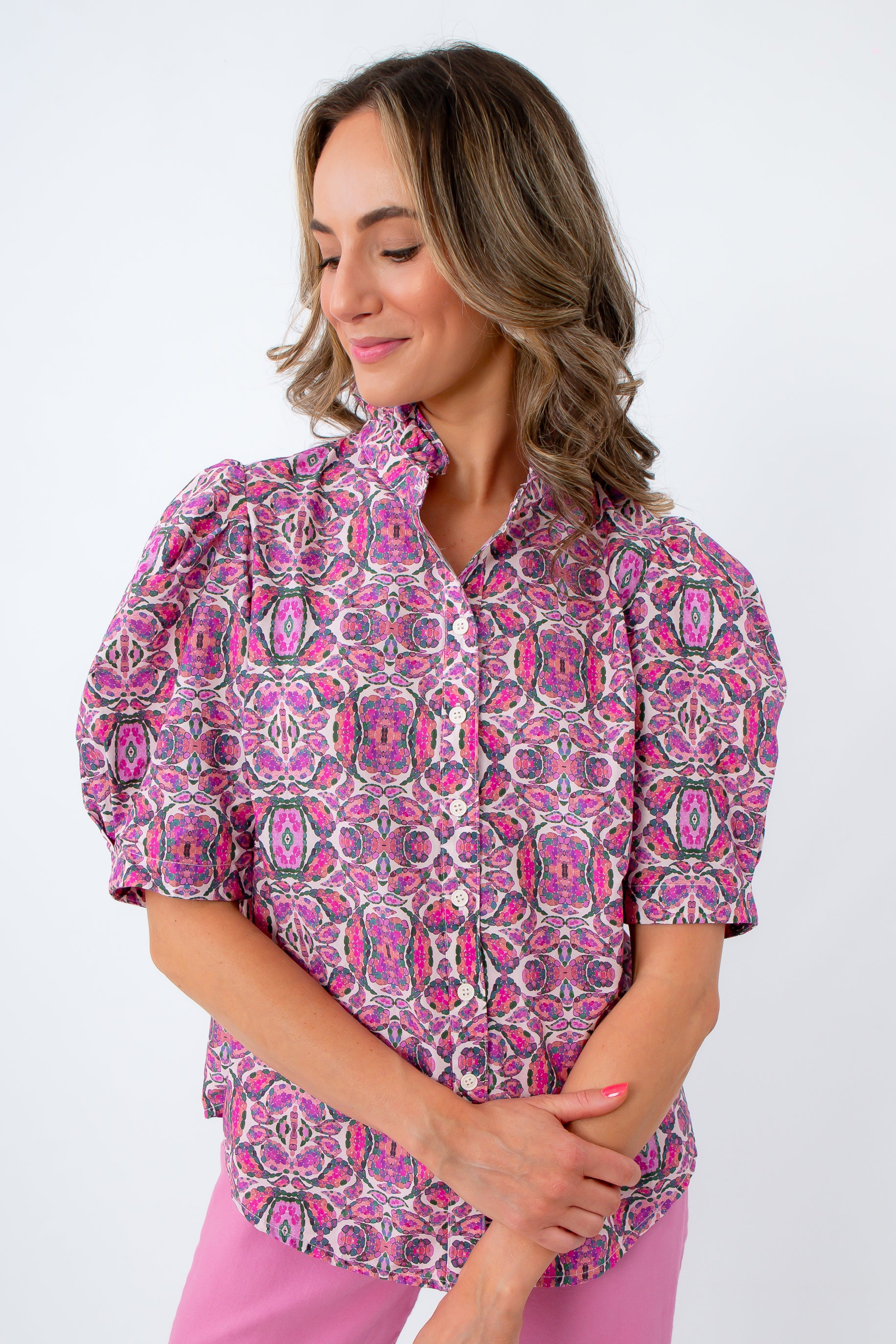 Kaleidoscope Daydream Puff Sleeve Blouse