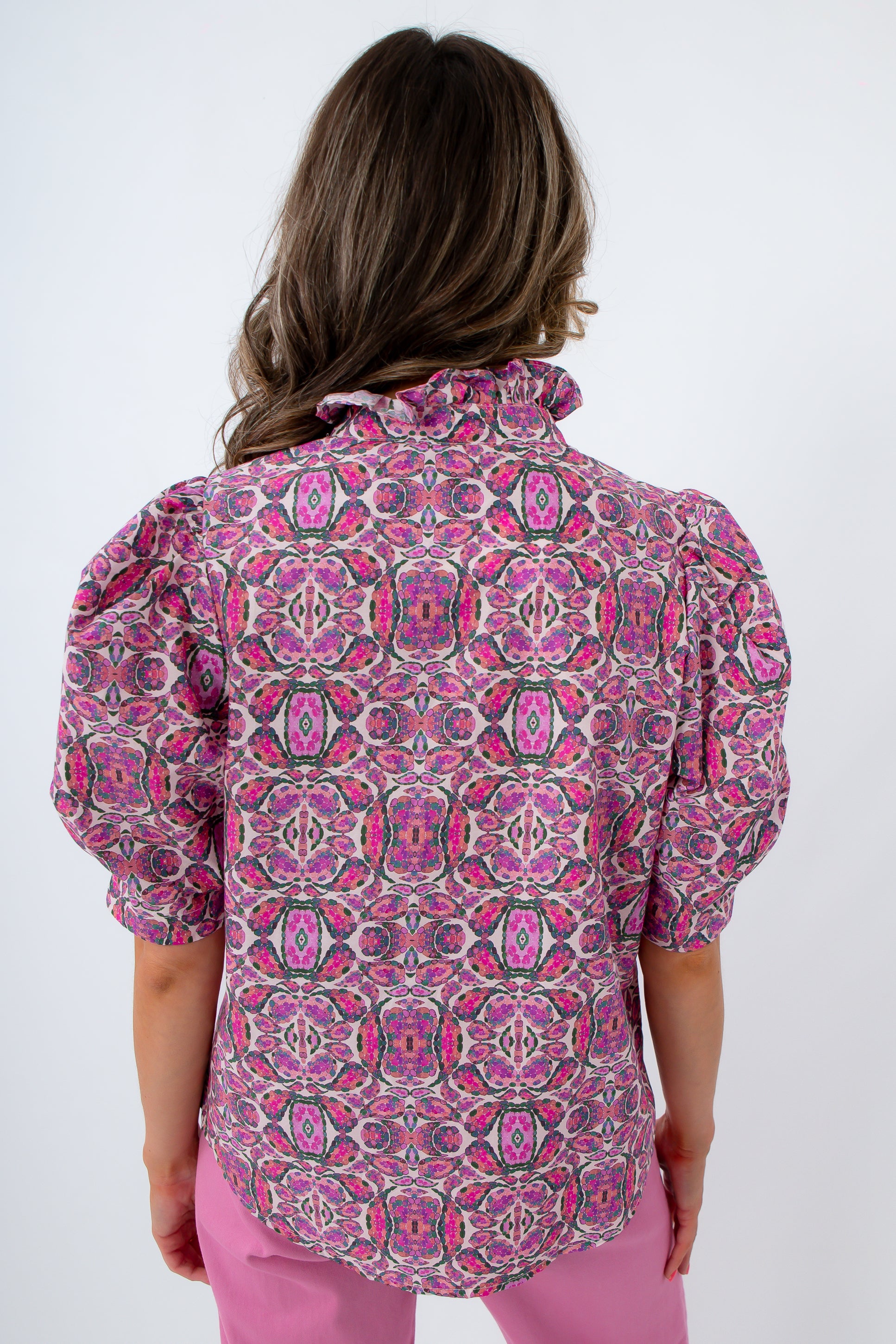 Kaleidoscope Daydream Puff Sleeve Blouse