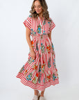 red white and blue floral striped dress for the 4th of july weekend at the beach
