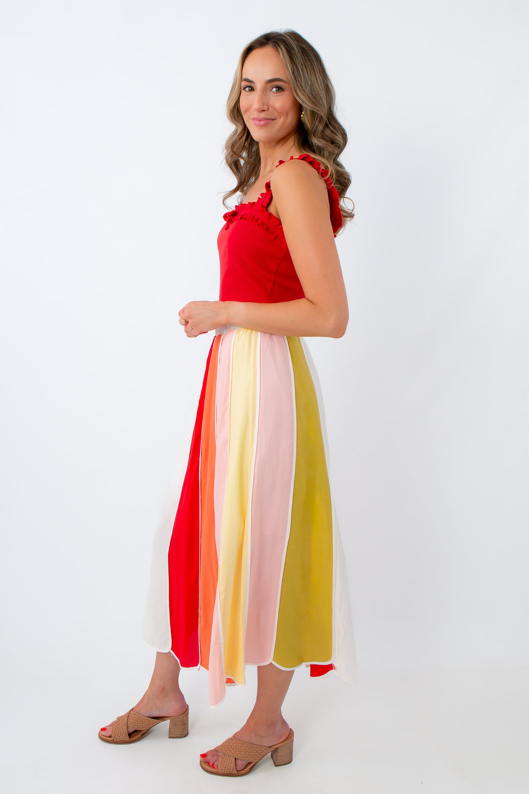 multicolor office ready midi skirt for summer
