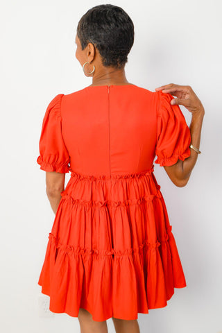 Always a Stunner Red Short Sleeve Tiered Dress-idem ditto-L. Mae Boutique
