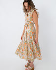 THML Sage Green Floral Midi Dress