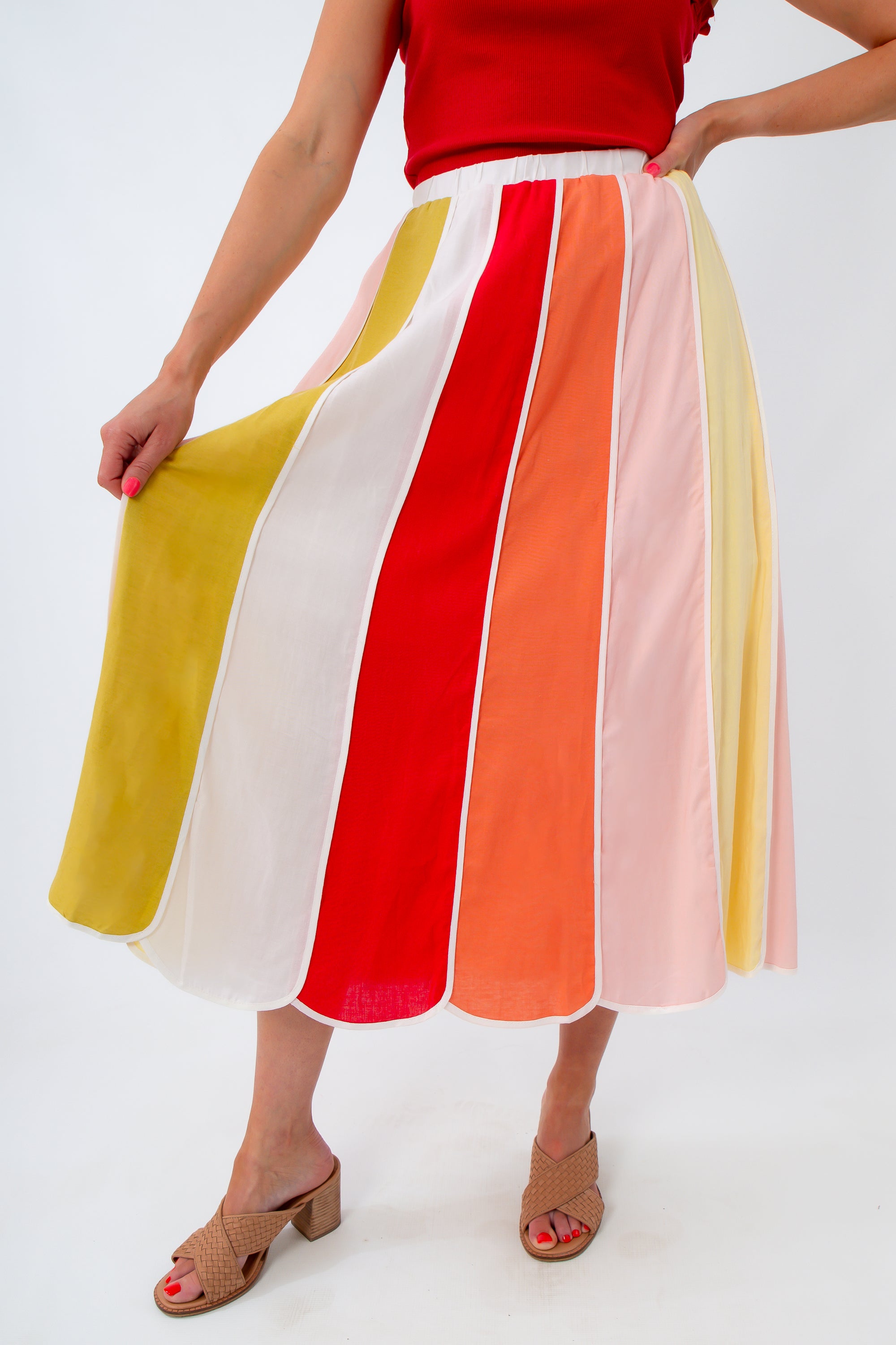 Colorful Stripe Summer Colorblock Skirt
