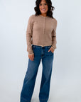 Neutral beige lightweight cardigan for fall layering, Neutral beige long sleeve top for fall layering