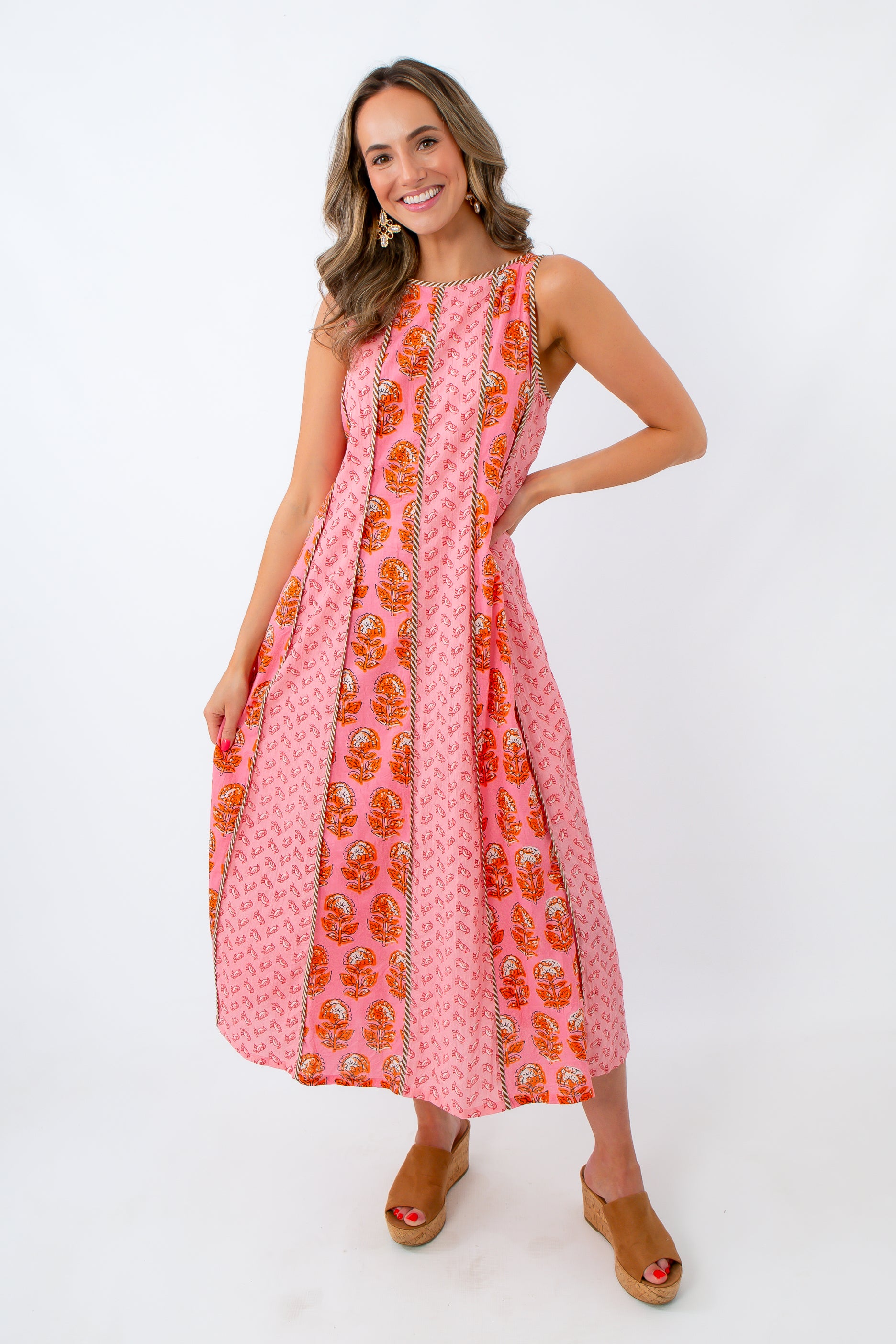 thml pink and orange dress for summertime