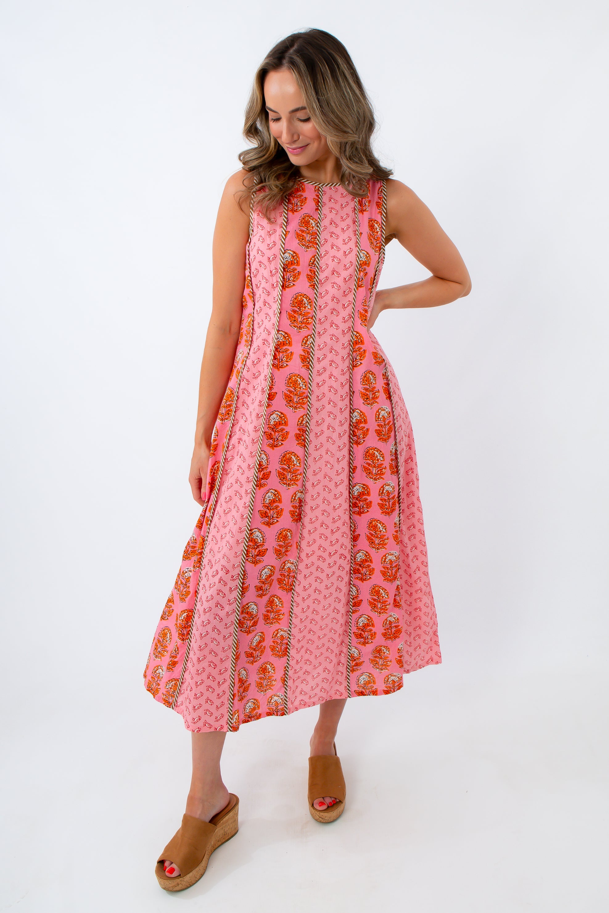 Flattering paneled cotton dress
