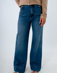 Comfortable and stylish wide leg denim trousers, High rise jeans, soft stretchy jeans