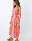 THML Songbird Sunset Pink Patterned Midi Dress