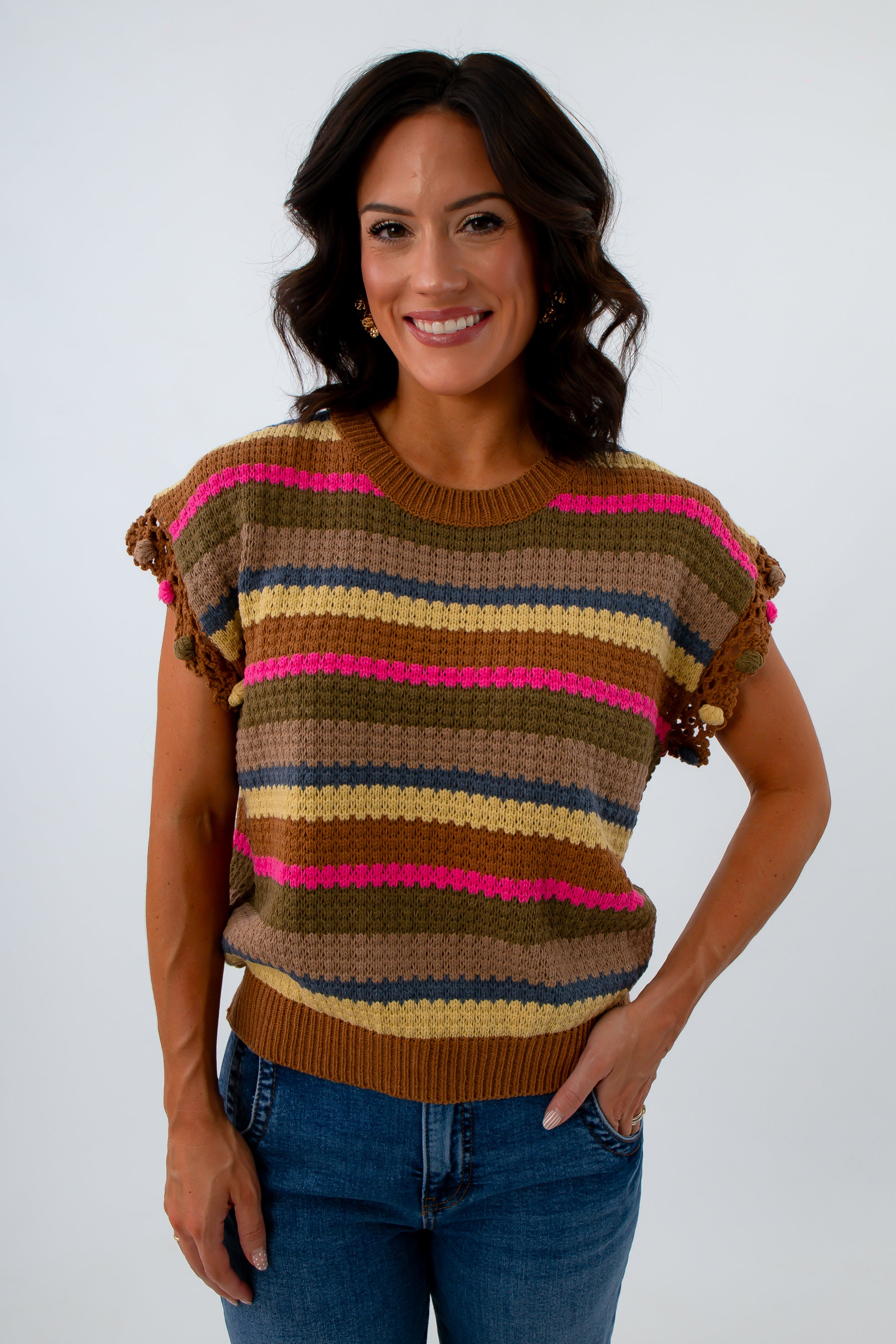 Sunday Funday Striped Sleeveless Sweater