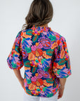 THML Retro Floral Puff Sleeve Top