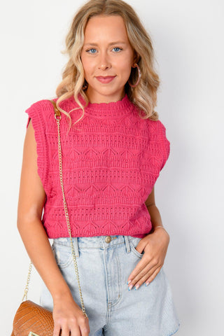 Raspberry Cream Knit Sweater Top-&Merci-L. Mae Boutique