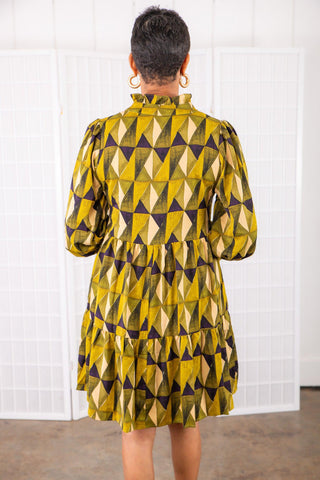 Before I Go Olive Geometric Print Dress-Entro-L. Mae Boutique