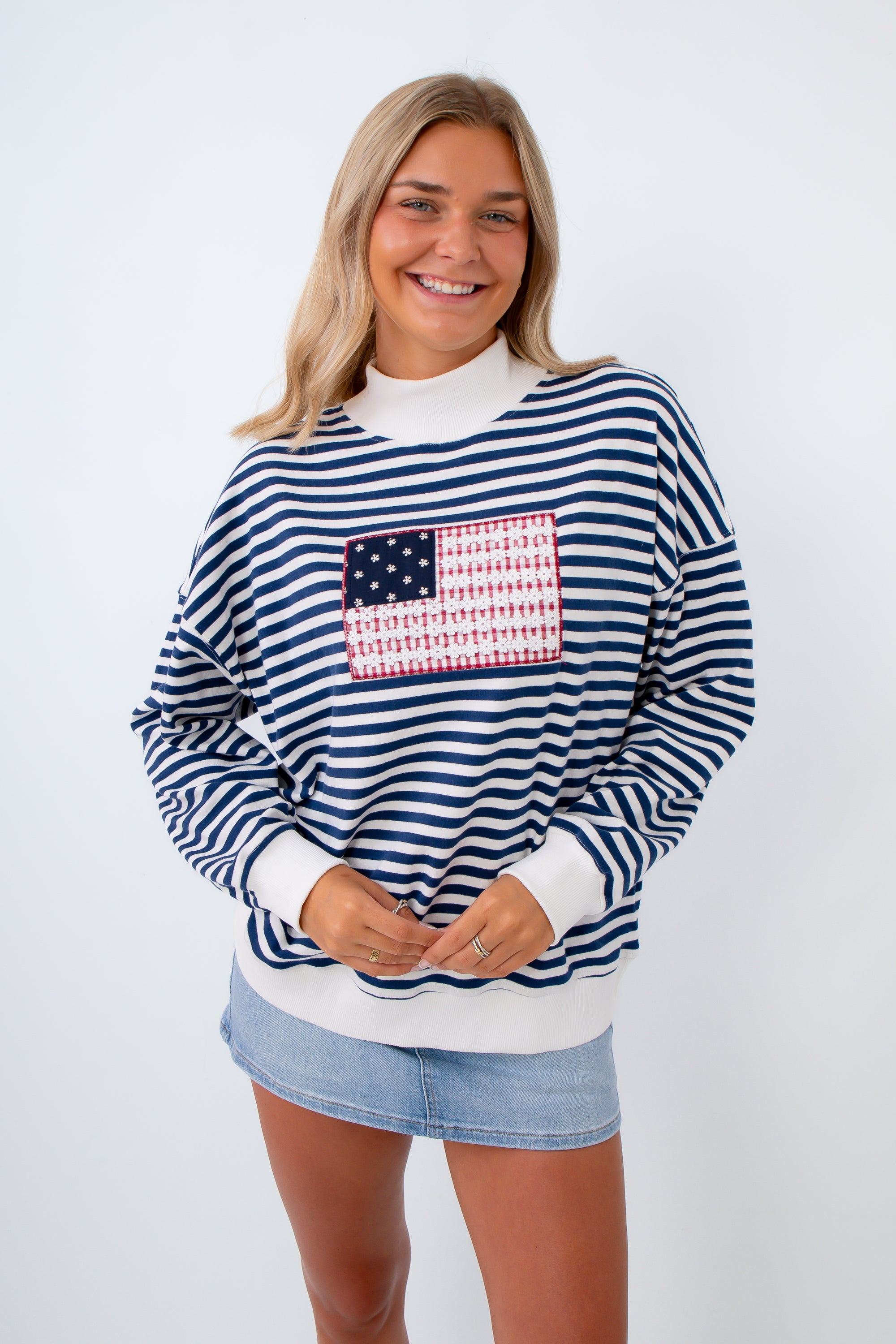floral lace Americana flag sweatshirt