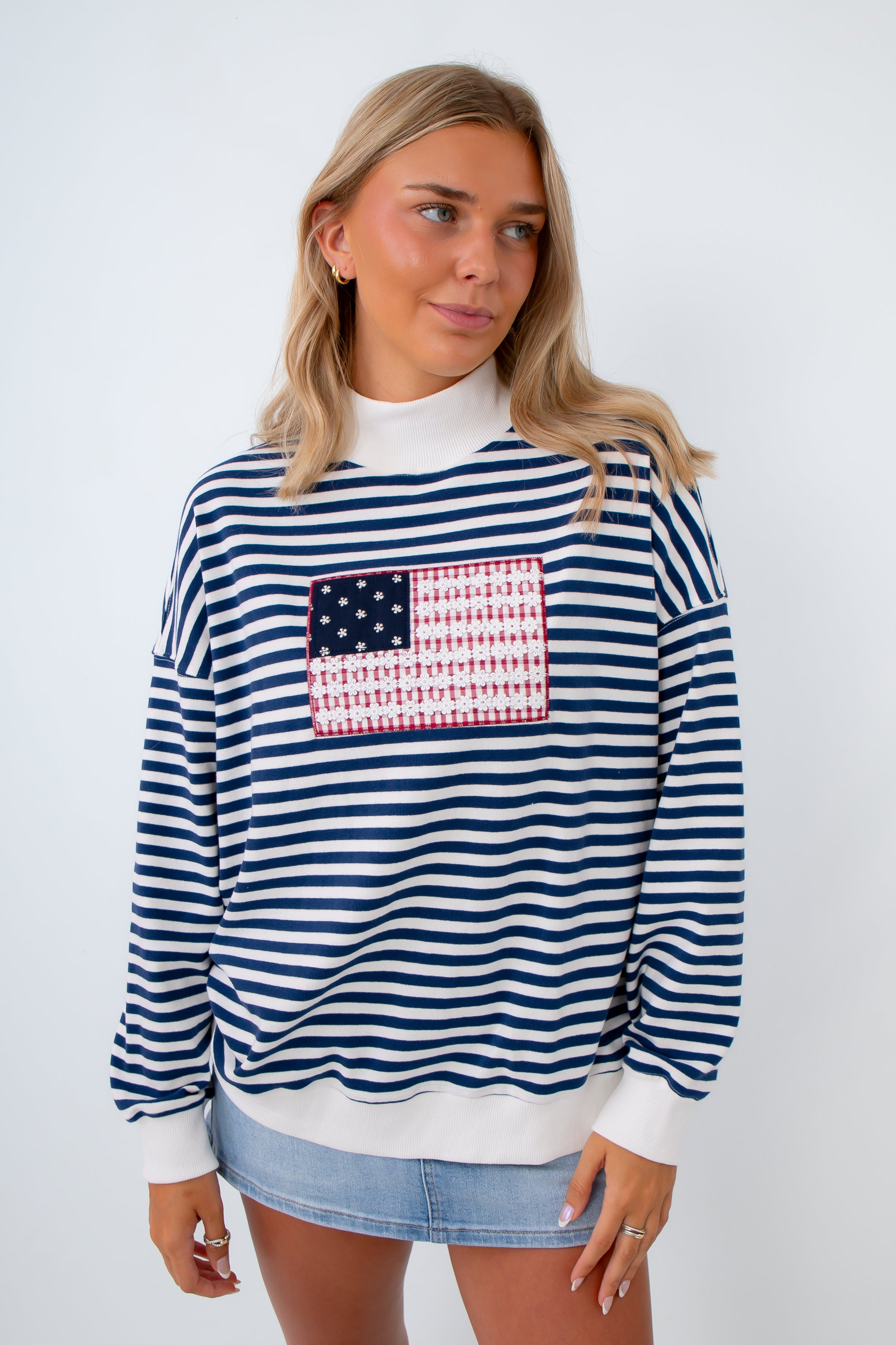 USA flag sweatshirt women