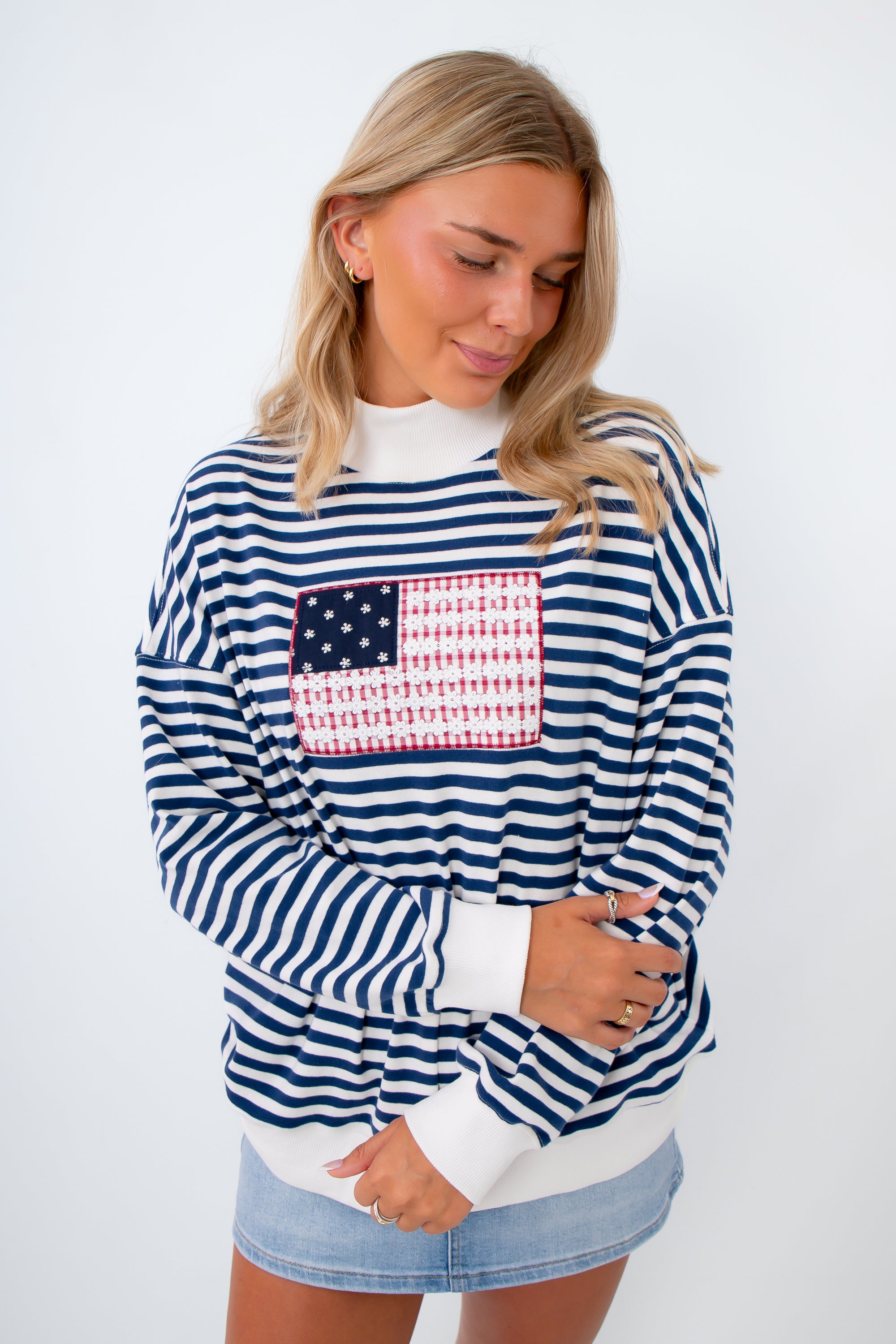 Star-Spangled Nights American Flag Mockneck Sweatshirt