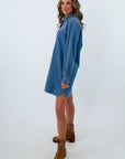 Casual long sleeve denim dress with button-down front, Z Supply denim dress, Z Supply long sleeve denim dress