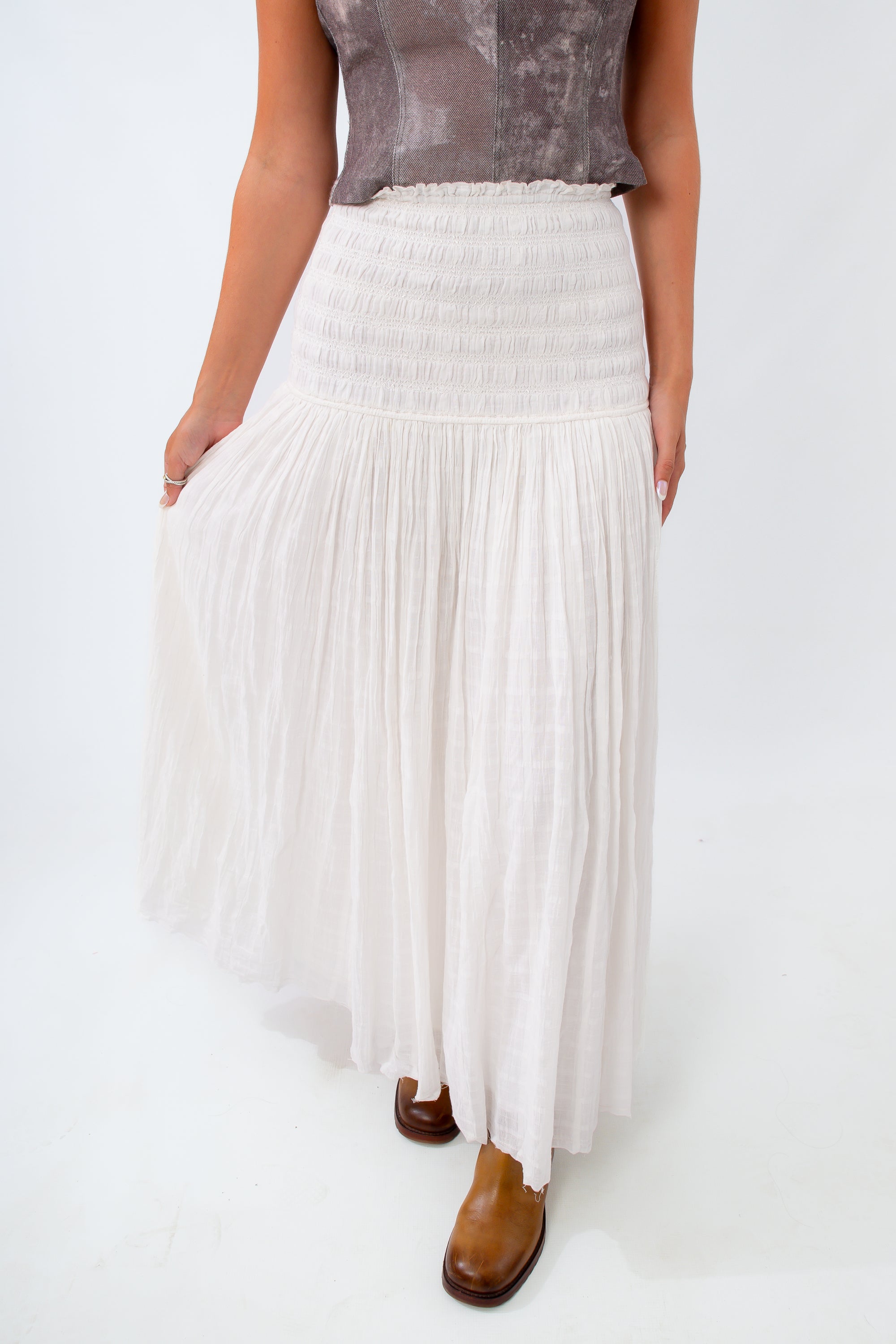 Free People Ivory Raven Maxi Skirt