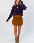 Dark Purple Ribbed Crewneck Sweater