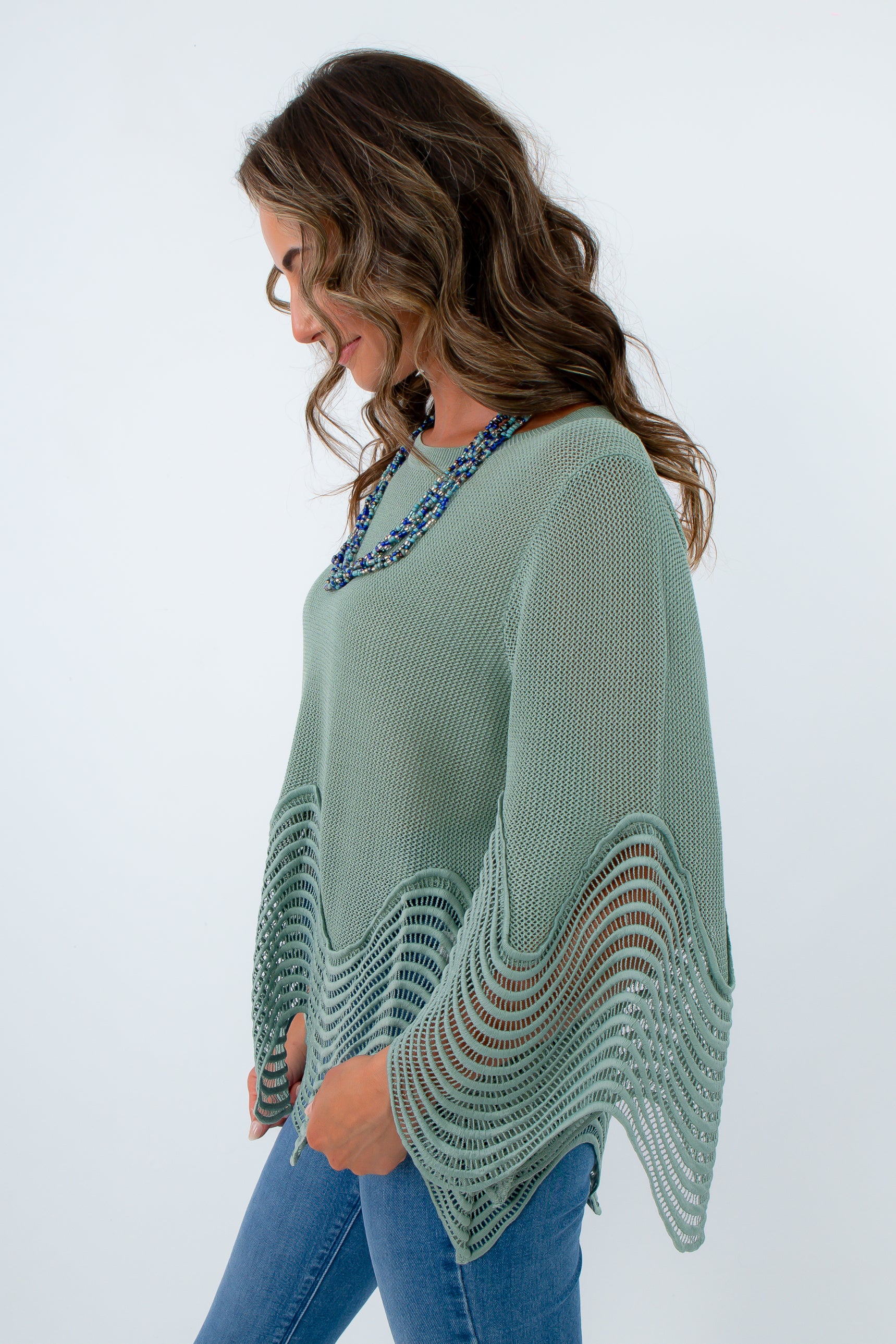 Unique knit tops for fall work and casual wear, sage green fall top, long sleeve tops for fall 