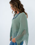Unique knit tops for fall work and casual wear, sage green fall top, long sleeve tops for fall 