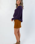 Dark Purple Ribbed Crewneck Sweater