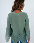 Sage green knit top, green knit tops, green long sleeve top, green lightweight top