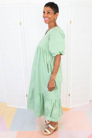 Tinsley Sage Tiered Midi Dress-&Merci-L. Mae Boutique