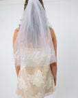Bride To Be embroidered veil with delicate tulle and 'bride to be' script for bridal events