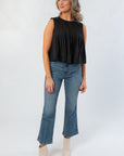 Charlene Black Pintuck Sleeveless Blouse